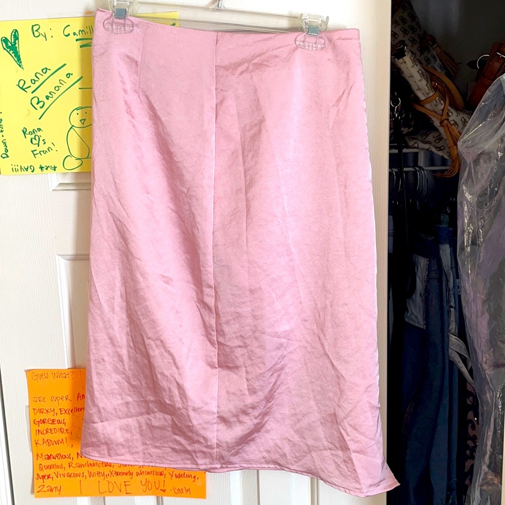 Pink satin skirt